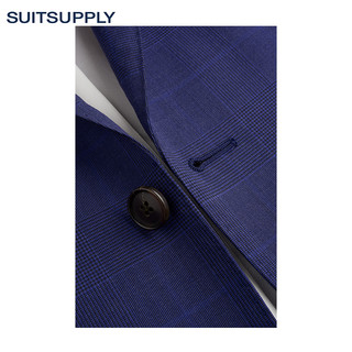 Suitsupply-Sienna蓝色羊毛马海毛丝混纺格纹商务休闲男西装套装