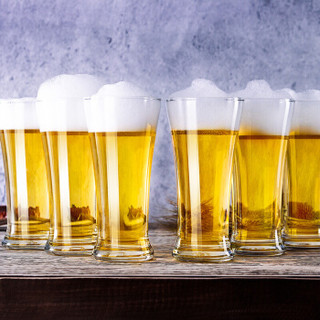 Ocean进口啤酒杯玻璃大号扎啤杯德国创意生啤杯果汁杯家用啤酒杯子 潘仕拉啤酒杯340M两只装