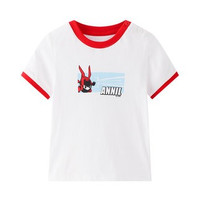 Annil 安奈儿 男童短袖上衣 米白 80cm