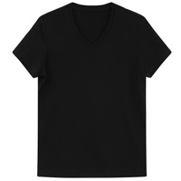名创优品（MINISO）天然有机棉男士T恤 纯色半袖打底短袖纯棉基础款打底衫 V领衫 黑色 XXL *5件