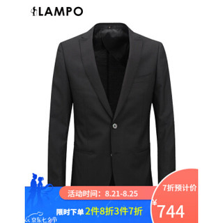 LAMPO/蓝豹商场同款全羊毛超修身经典黑色素面干爽男士套西上衣外套男 黑色素面 50C *3件