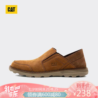 CAT/卡特专柜同款棕色牛皮革男子低帮休闲单鞋一脚蹬乐福鞋P722353I1UMC36 棕色 40 *5件