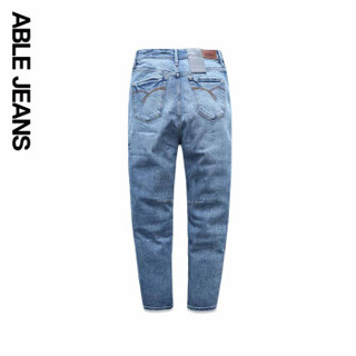 ABLE JEANS2020夏季新品女士牛仔裤八分立体男朋友裤901202 水洗浅靛蓝 28