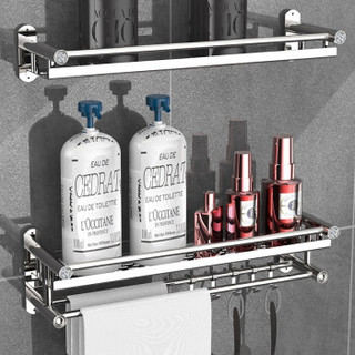 尚美德卫生间置物架免打孔洗漱台毛巾架挂件厕所洗手间收纳架浴室置物架美式围边银色置物架 报价价格评测怎么样 什么值得买