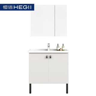 恒洁(HEGII)浴室柜组合 简约现代挂悬式储物柜镜柜柜盆套装BK6011-080（厂家配送）