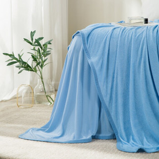 LOVO乐蜗 毯子天丝大提花简约纯色夏凉毯空调毯 凉凉冰爽多功能凉感毯  蓝色 120*150cm