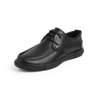 BeLLE 百丽 男士圆头系带低帮平跟商务休闲皮鞋6WW01BM0 黑色44