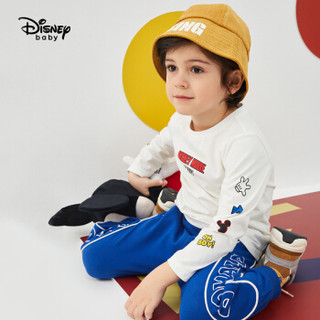 迪士尼 Disney 童装男童宝宝衣服针织长袖T恤儿童卡通上衣打底衫2020春秋 DB011AE01 本白 110 *4件