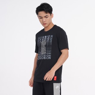 DRI-FIT 男款透气百搭印图短袖男式T恤 3XL 黑色