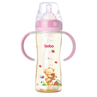 bobo 乐儿宝 小金瓶系列 宽口径PPSU奶瓶 300ml 红色 *2件