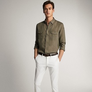 Massimo Dutti 00147147500 男士双口袋设计衬衫