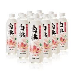 秋林（Qiulin）白桃味苏打气泡水 0糖 果味汽水 450ml*12瓶 *4件