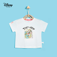 迪士尼 Disney 童装儿童宝贝亲子装针织短袖T恤时尚宽松休闲一家三口上衣2020夏 DB022GY70 本白宝宝 130
