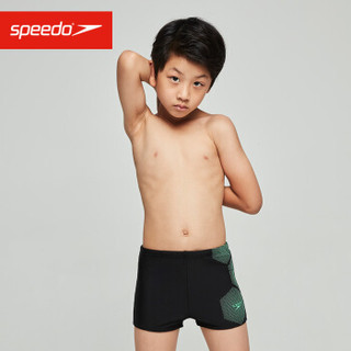 Speedo/速比涛 男童平角泳裤抗氯速干 游泳训练 修身舒适812410D712黑色/绿色 9-10