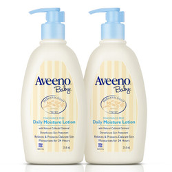 Aveeno 艾惟诺婴儿润肤乳儿童面霜宝宝润肤露身体乳 洗护用品每日倍护润肤乳（无香型）354ml*2原装进口