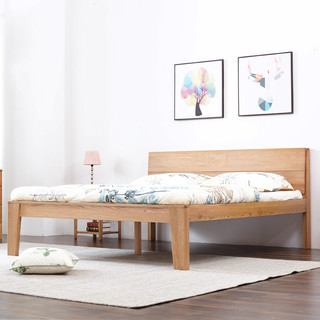 维莎日式1.5/1.8米纯实木进口橡木双人床简约现代环保卧室家具
