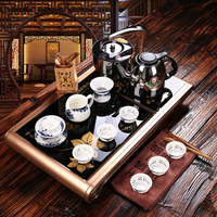 新功（SEKO）全自动茶具套装 自动上水电热水壶陶瓷整套  金色单茶盘