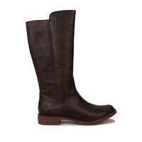 Timberland 添柏岚 Magby Tall系列女士皮革套脚低跟高筒靴 Dark Brown UK4.5