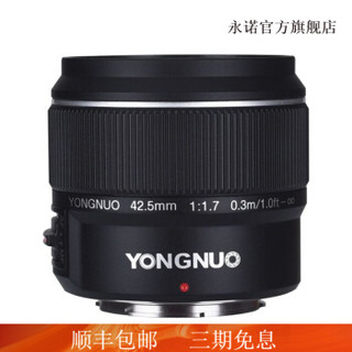 永诺YN42.5mm F1.7 大光圈微单人文M4/3自动定焦镜头 兼容松下/奥林巴斯等相机 标配 4/3卡口