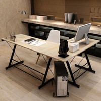 树具 家用台式办公桌现代简约书桌双人桌子 转角桌黄木纹桌子