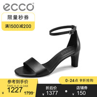 ECCO爱步夏季新品 一字带罗马凉鞋女简约优雅黑色高跟鞋女 型塑280903 黑色28090301001 37