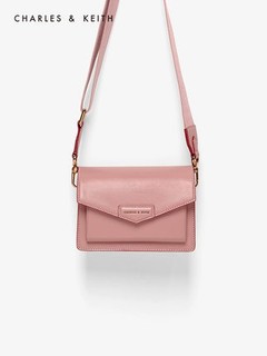 CHARLES＆KEITH CK2-90680630 翻盖单肩邮差信封斜挎包 Pink粉红色