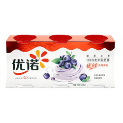 优诺（yoplait）优丝 蓝莓果粒风味发酵乳 135g*3  低温酸奶生鲜 *7件