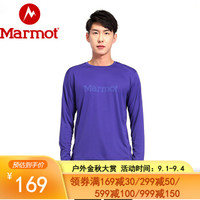 Marmot/土拨鼠20春夏新款户外运动男式排汗透气速干圆领T恤休闲长袖 紫蓝2358 M（欧码偏大）