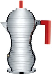 Alessi Pulcina Espresso咖啡煮壶 铸铝和PA材质 MDL02/6 R，6杯容量，红色