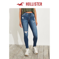 Hollister春季经典弹力高腰直筒修身牛仔裤 女 301445-1 *3件