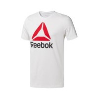 Reebok锐步男子夏季短袖QQR-Stacked健身训练 经典印花T恤CW5367 CW5367-白色 A/L