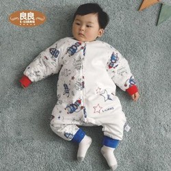 良良(liangliang)婴儿睡袋防踢被宝宝四季通用儿童可拆袖分腿睡袋蓝色80*38cm