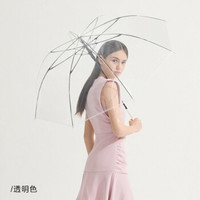 纯色甜美透明雨伞女长柄直杆自动伞简约便携大号伞