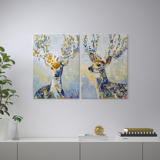 IKEA宜家PJATTERYD皮亚特图片彩色驯鹿现代创意装饰画挂画