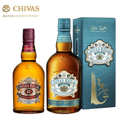 chivas芝华士日式水楢700ml+12年500ml 英国原装进口 威士忌 洋酒