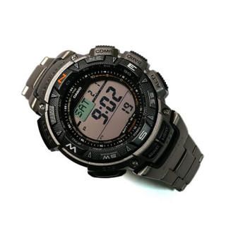 全球购Casio卡西欧男士手表探路者三重感应太阳能户外登山运动腕表钛质表带100米防水