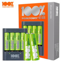 100% 必霸(peakpower) 充电电池5号1300mAh4节配4槽USB充电套装 超霸自营