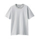 无印良品 MUJI ABB01A0S 男式条纹短袖T恤 灰色X横条 M