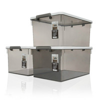 Citylong 禧天龙 正派系列 透明塑料收纳箱 三个装 53*37*30cm 烟熏黑