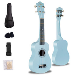 竹霖生ukulele尤克里里乌克丽丽21英寸蓝色民谣小吉他