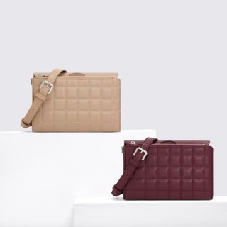 CHARLES＆KEITH CK2-20270315 Burgundy 女士格纹单肩小方包