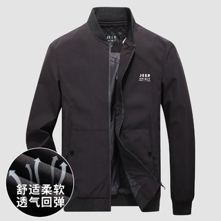JEEP/吉普 秋季新款立领舒适柔软男装夹克男士外套 XL 黑色