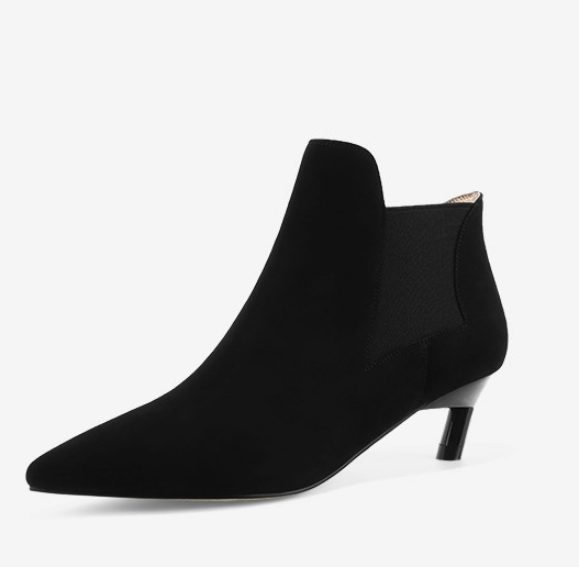 ellee19490062羊皮尖头细跟短靴