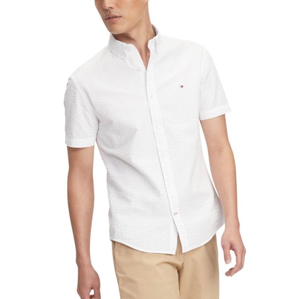 tommy hilfiger 汤米·希尔费格 男士纯棉单排扣圆领衬衫 bright