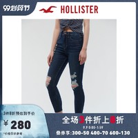 Hollister2020年春新品柔软高腰破洞九分牛仔裤 女 304882-1 *2件