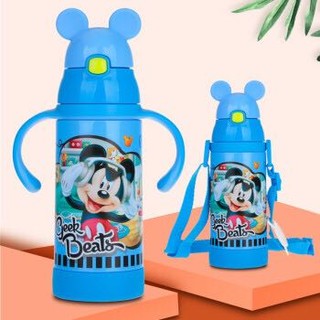 迪士尼（Disney） 儿童吸管保温杯防漏不锈钢宝宝保暖杯子两用带提绳随身杯 *6件