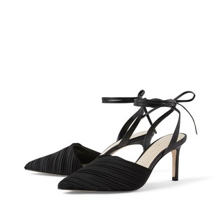 CHARLES&KEITH CK1-60920189-BLACK 女士褶皱尖头高跟凉鞋