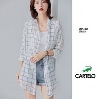 CARTELO 卡帝乐鳄鱼 C90077W 女款薄款格子衬衫