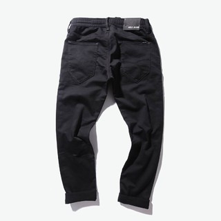 新款休闲裤男士腰系带潮流运动裤长裤 XL 黑色