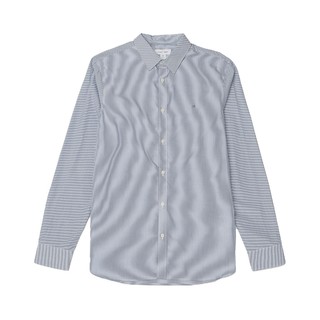 Calvin Klein 卡尔文·克莱 男士经典条纹纯棉长袖衬衫 蓝色L